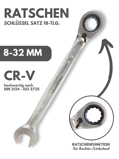 8-32 mm Ratschenschlüssel Satz 18-tlg. | RETTER ATA-ZH05I12