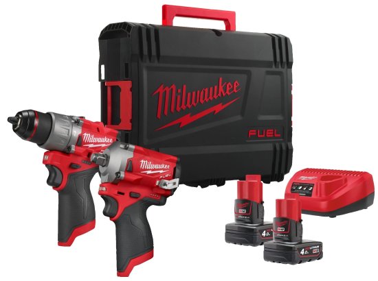 Profi-Power im Set: Milwaukee M12 FPP2H2-402X Akku-Geräte mit RETTER R5 Werkzeugwagen & Werkzeug