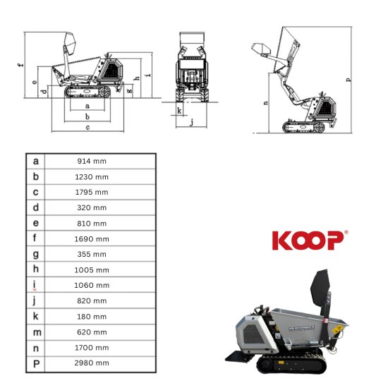 Mini Dumper XN800 Profiline mit Raupenantrieb - 10 PS mit Hochentladung