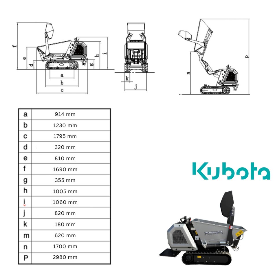 Mini Dumper XN800 Profiline mit Raupenantrieb - 14 PS mit Hochentladung